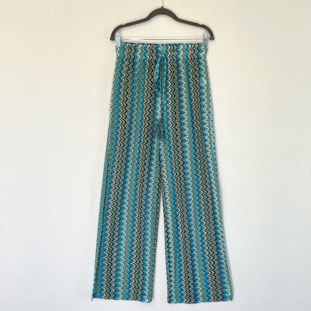 COTTON BLEU Women's Medium Swim Cover Up Open Weave Crochet Knit Pants NEW